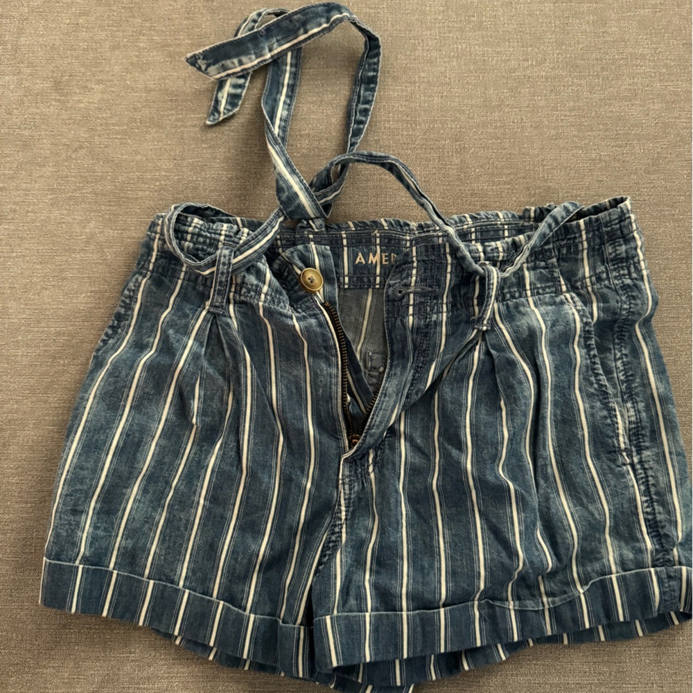 American Eagle Outfitters Blue Striped Women Shorts